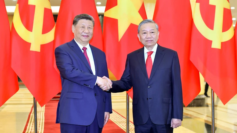 越共中央总书记苏林和中共中央总书记、国家主席习近平。