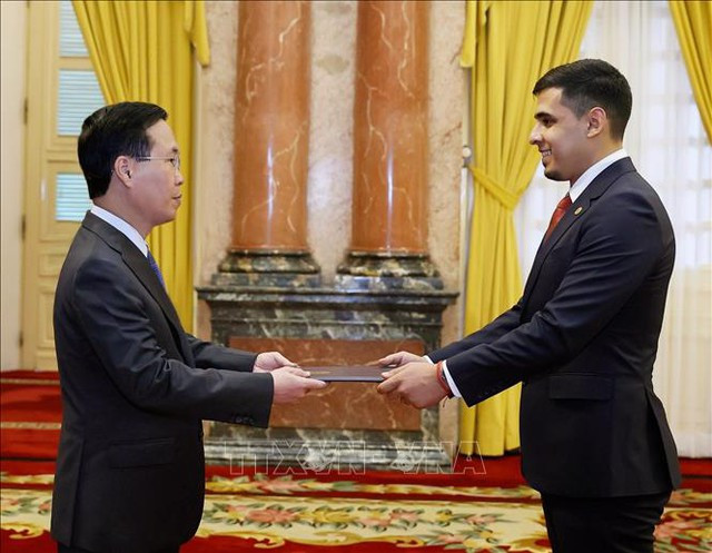 国家主席武文赏会见委内瑞拉新任驻越大使胡安·卡洛斯·费尔南德斯·茹亚雷斯。（图片来源：越通社）