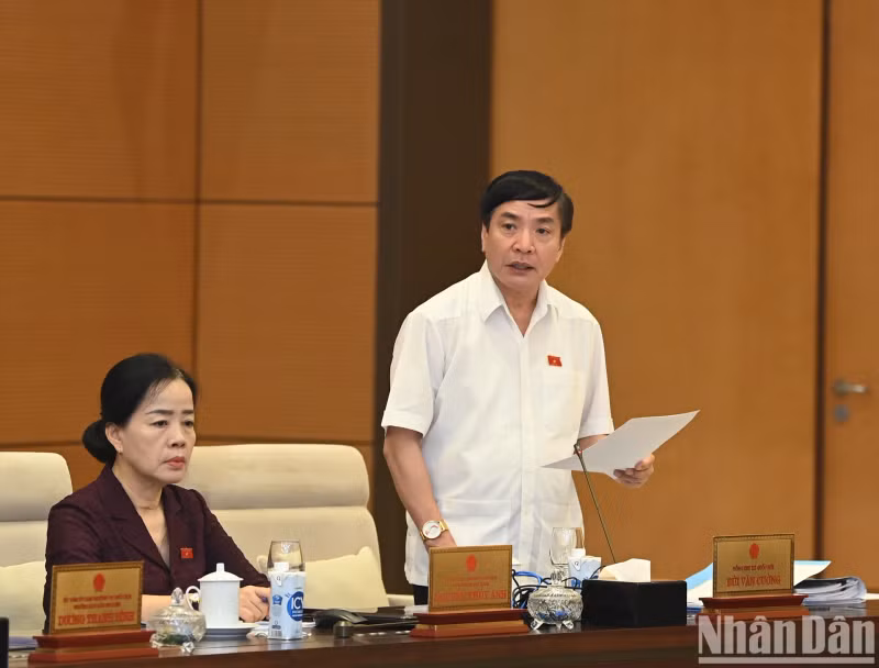 越南国会秘书长、国会办公厅主任裴文强发表讲话。