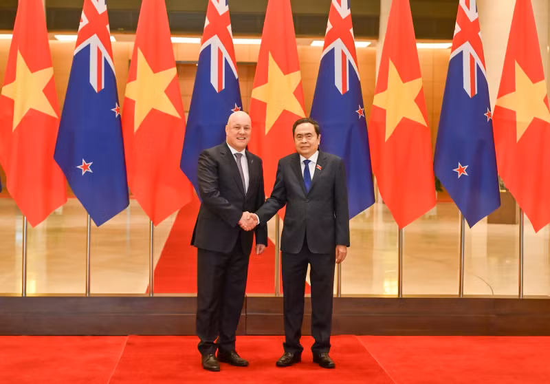 国会主席陈青敏和新西兰总理克里斯托弗•卢克森。