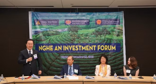 义安省人民委员会主席阮德忠在会议上发表讲话。（图片来源：越通社）