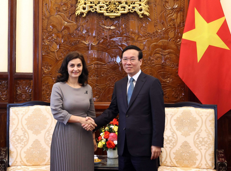 越南国家主席武文赏会见保加利亚驻越南大使玛丽内拉·佩特科娃。（图片来源：VOV）