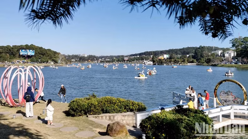 正月初三，大叻市春香湖的热闹气氛。