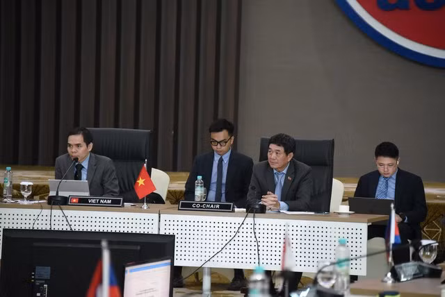 越南常驻东盟代表团主持会议。（图片来源：VGP）