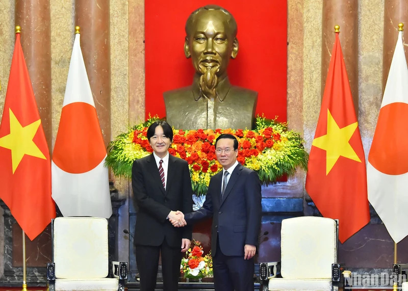 越南国家主席武文赏会见日本皇嗣秋筱宫文仁亲王。