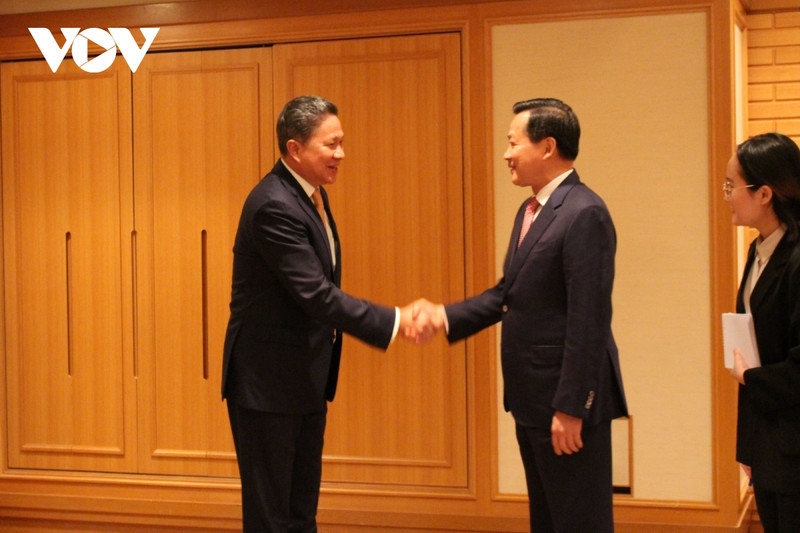 越南政府副总理黎明慨会见柬埔寨副首相孙占托。（图片来源：vov.vn）