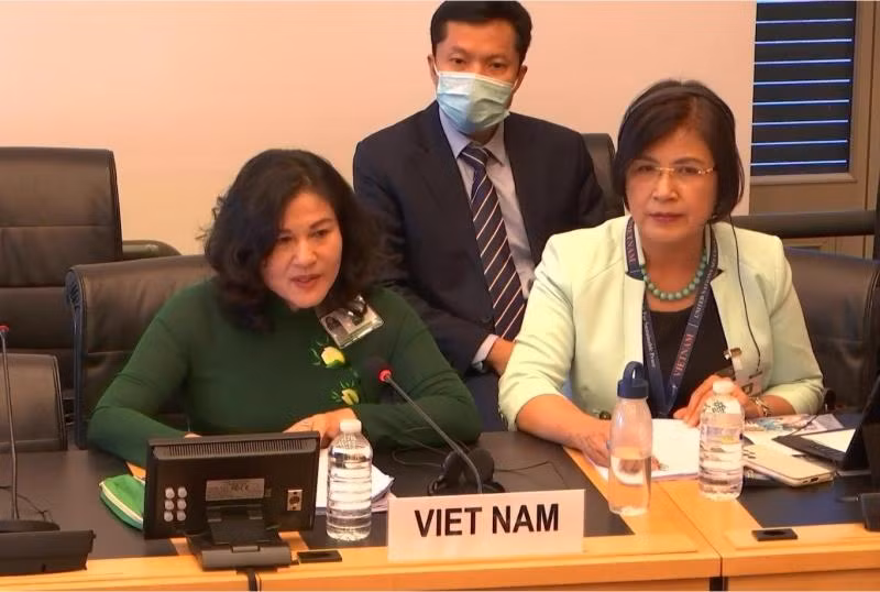 阮氏霞副部长出席对话会。（图片来源：baodansinh.vn）