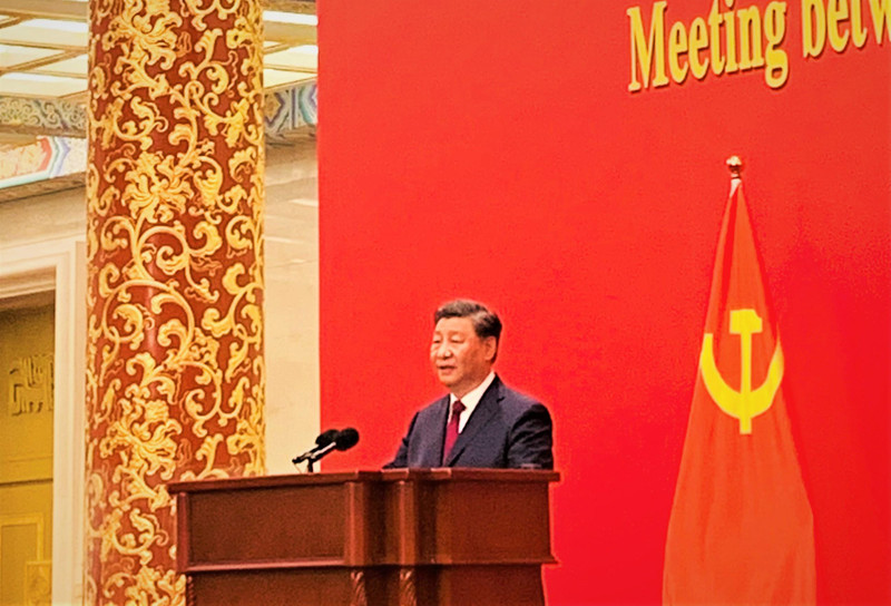习近平总书记在见面会上讲话。（杜有兴 摄）