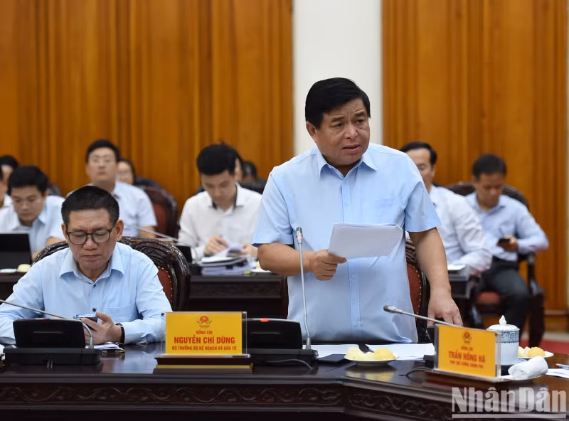 计划与投资部部长阮志勇在会上发表讲话。