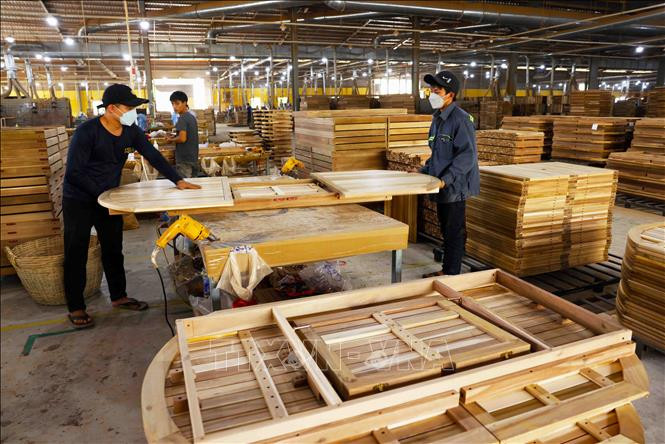 附图：越南木制品加工。（图片来源：越通社）