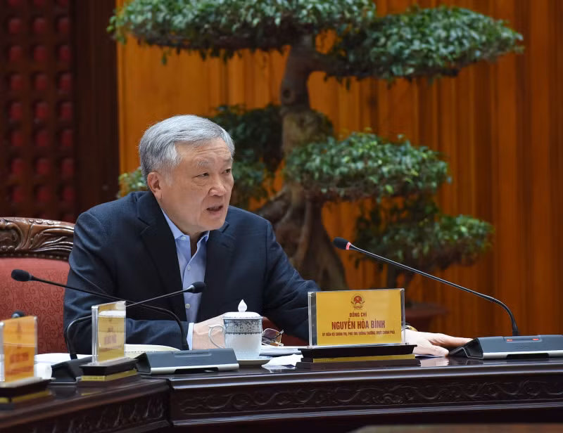 政府党委常务副书记、政府常务副总理阮和平在会上发表讲话。