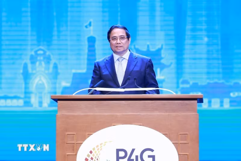 越南政府总理范明正宣布2025年P4G峰会正式开幕。