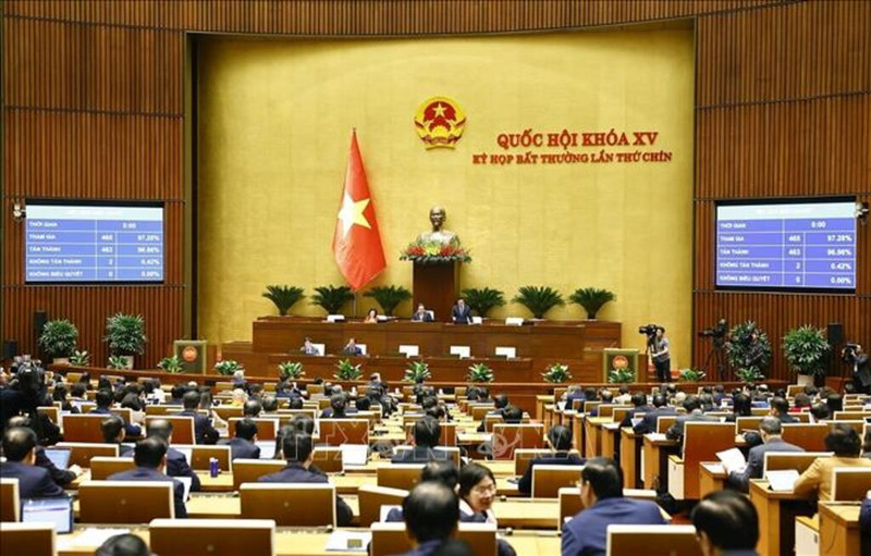 越南第十五届国会第九次特别会议表决通过《政府组织法》。（图片来源：越通社）