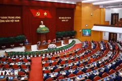 越共十四届三中全会开幕式场景。（图片来源：越通社）