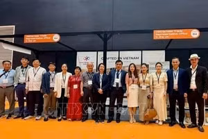 越南工贸部贸易促进局和越南企业代表合影。（图片来源：越通社）