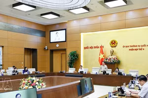 国会副主席阮克定发表讲话。（图片来源：越通社）
