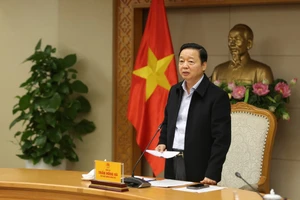 政府副总理陈红河召开有关第13号台风“海鸥”防治工作的会议。（图片来源：VGP）