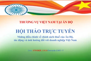 主题为“印度税收政策调整及其对越南企业的影响”的线上研讨会。（图片来源：工贸报）