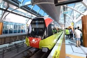 附图：呠-河内站城市铁路线。（图片来源：越通社）