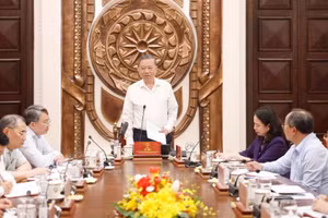 越共中央总书记、国家主席苏林与国家主席办公厅召开工作会议。