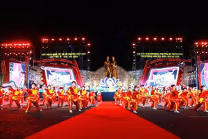 2026年第九届越南传统武术国际节开幕式8月2日晚在归仁坊阮必成广场举行。（图片来源：越南人民报网）