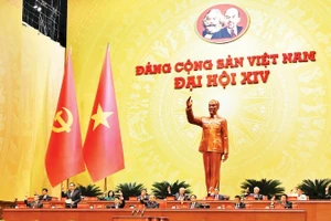 越共十四大预备会议主席团。（科原 摄）