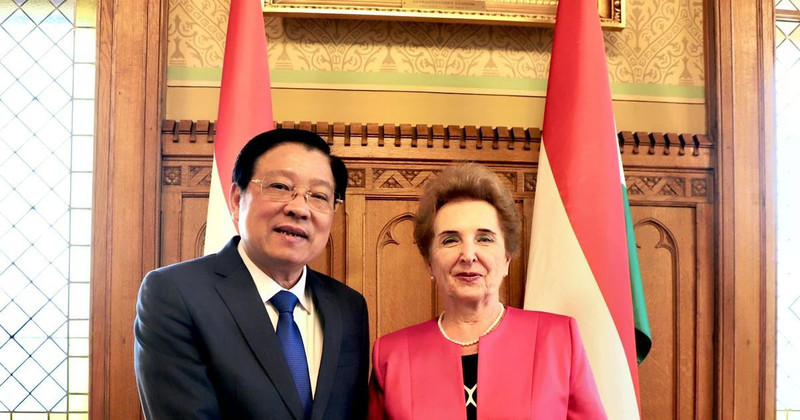 潘廷镯同志与匈牙利最高检察院代表举行会谈。（图片来源：越通社）