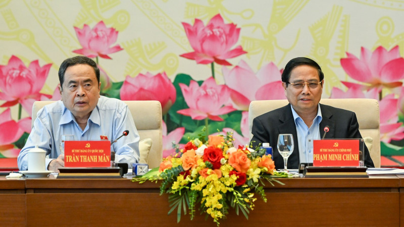 越南政府总理范明正和国会主席陈青敏共同主持会议。