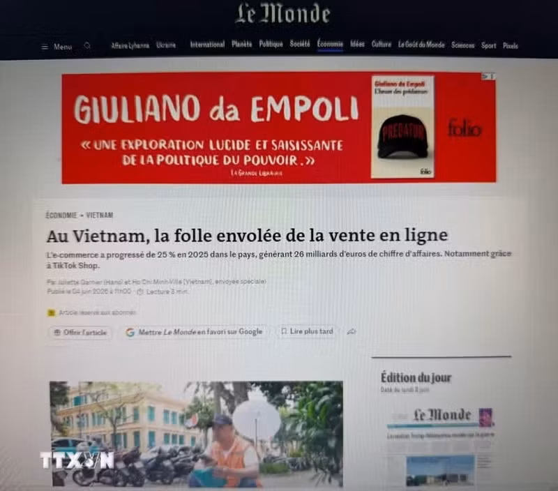 法国《世界报》在报道越南当前经济增长势头时指出，电子商务已不仅是一种新的消费趋势，更正在成为越南经济的重要驱动力。