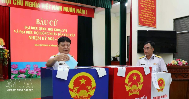 海军129海团的投票区。（图片来源：越通社）