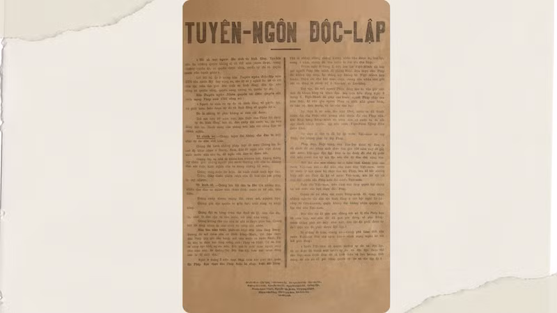 越南民主共和国的《独立宣言》。（图片来源：胡志明博物馆）