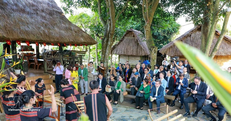 向国际友人推介越南文化特色。（图片来源：越通社）