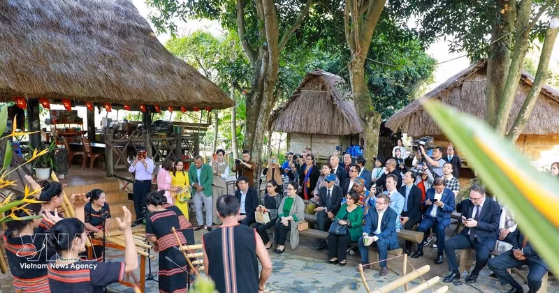 向国际友人推介越南文化特色。（图片来源：越通社）