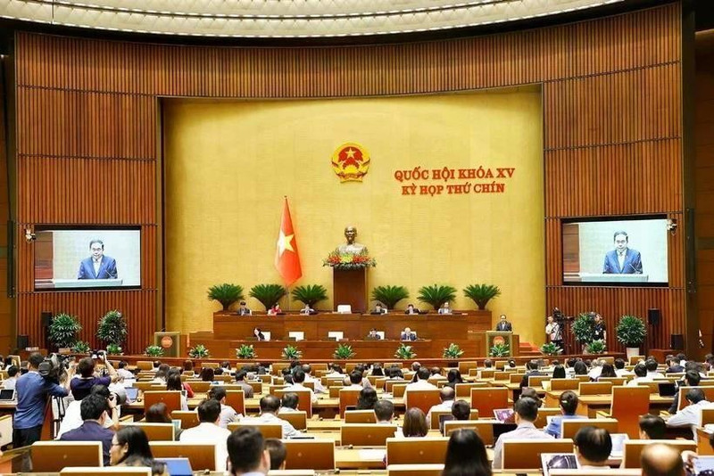 越南十五届国会九次会议场景。（图片来源：越通社）