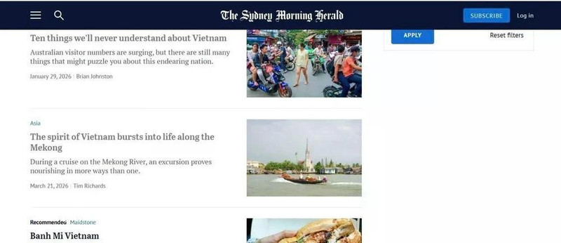澳大利亚《悉尼先驱晨报》刊登题为《越南之魂在湄公河畔绽放》的文章。