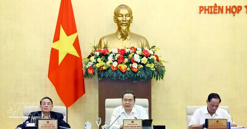 越南国会主席陈青敏在会议上发表讲话。