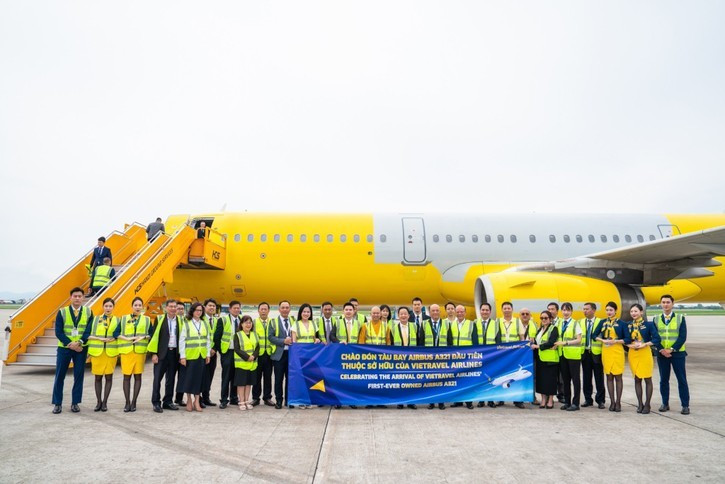 越旅游航空公司的首架空客A321飞机。（图片来源：baodauthau.vn）