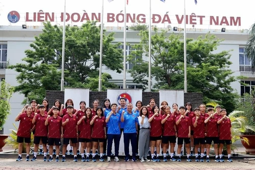 越南U20女足国家队队员合影。图片来源:越南足联