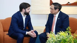 范明正总理会见智利总统加夫列尔·博里奇·丰特。（图片来源：政府网）