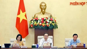 国会主席陈青敏在会上发表讲话。（图片来源：越通社）