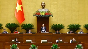 国会主席陈青敏发表讲话。（图片来源：越通社）
