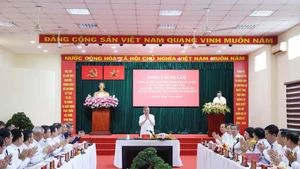 苏林总书记在与胡志明市新永禄乡党委常委召开的会议上发表讲话。（图片来源：越通社）