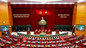 越共十三届十五中全会闭幕式。（图片来源：越通社）