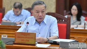 越共中央总书记苏林。(登科 摄)