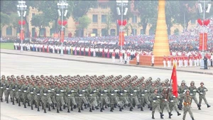参加阅兵式的部队方阵。（图片来源：越通社）