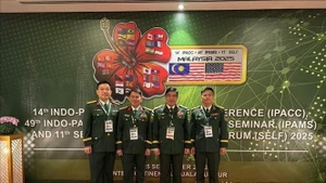 出席IPACC-14的越南人民军高级代表团。（图片来源：越通社）