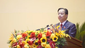 谅山省委书记黄文验在会上发表讲话。