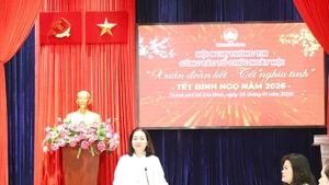 “团结之春—温情春节”胡志明市2026丙午年春节活动新闻发布会场景。