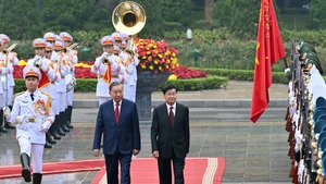 越共中央总书记苏林主持仪式 欢迎老挝人民革命党中央总书记、国家主席通伦·西苏里正式访越。