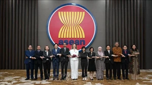 各国代表团团长合影。（图片来源：越通社）